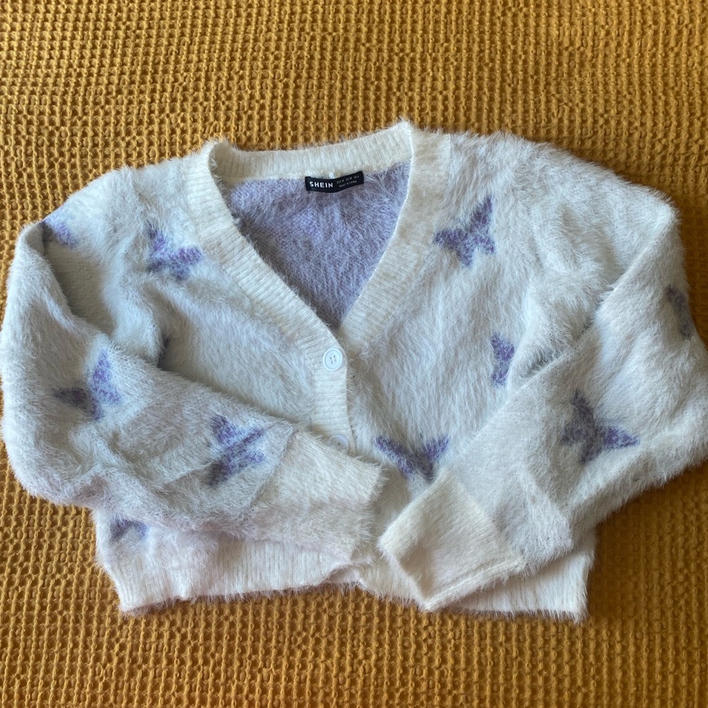 SHEIN fluffy butterfly cardigan